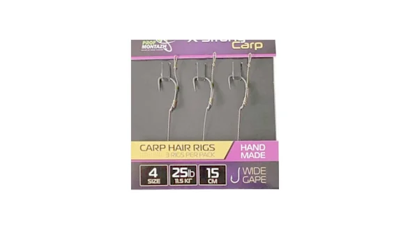 Повідець короповий X-Strong Carp 25LB/11,5кг. L-15см. Hook №4 (3шт)