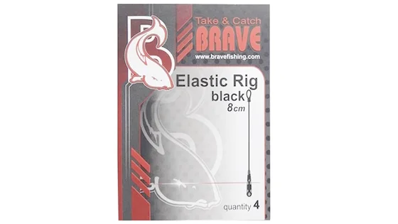 Фідергам - поводок Elastic Rig Black 8 см, BERB8, 4шт в уп.