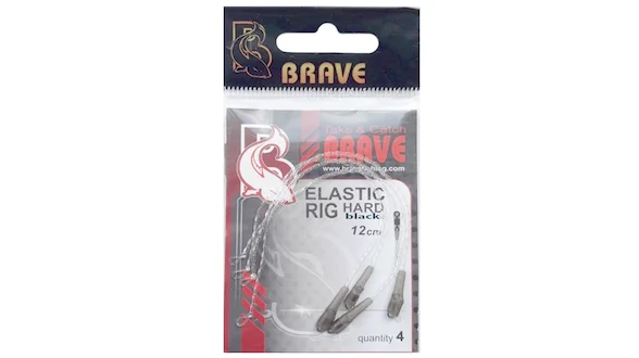 Фідергам - поводок Elastic Rig Hard Black 12 см, BERHB12, 4шт в уп.