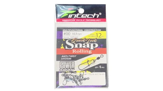 Застібка з вертлюгом Intech Quick lock Snap Rolling Matt black 5 шт (#00)