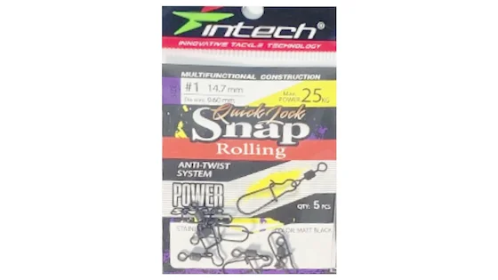 Застібка з вертлюгом Intech Quick lock Snap Rolling Matt black 5 шт (#1)