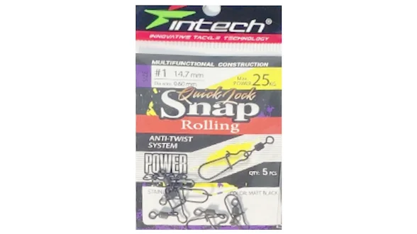 Застібка з вертлюгом Intech Quick lock Snap Rolling Matt black 5 шт (#1)