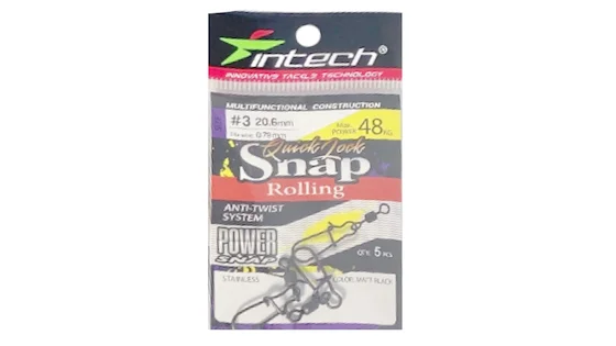 Застібка з вертлюгом Intech Quick lock Snap Rolling Matt black 5 шт (#3)