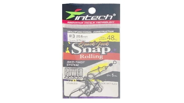 Застібка з вертлюгом Intech Quick lock Snap Rolling Matt black 5 шт (#3)