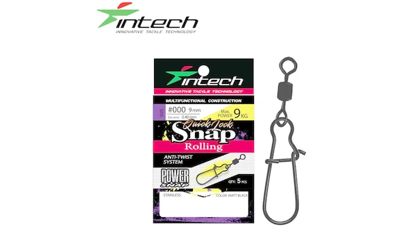 Застібка з вертлюгом Intech Quick lock Snap Rolling Matt black 5 шт (#000)
