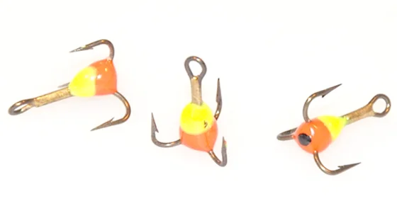 Трійники з краплею для зимової мормишки 14 / YR * 10