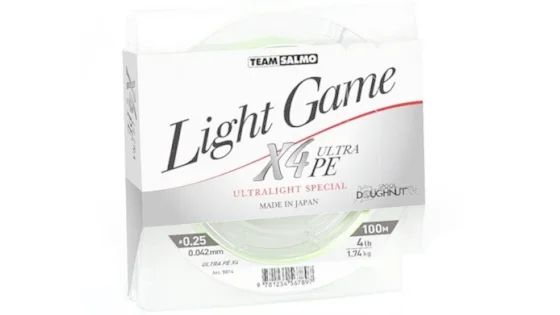 Жилка плетена Team Salmo LIGHT GAME FINE GREEN X4 UltraPE 100/0,051(#0,3) (інд.уп/ *6)