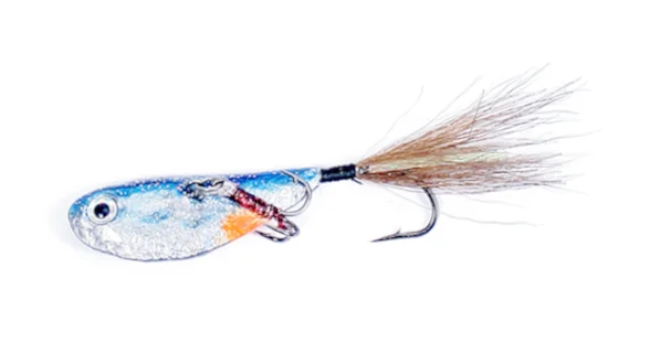 Блешня "бокоплав" КАРЛСОН 9 гр., натурал-синя спинка,гачок-хутро+пропелер,об`емні очі